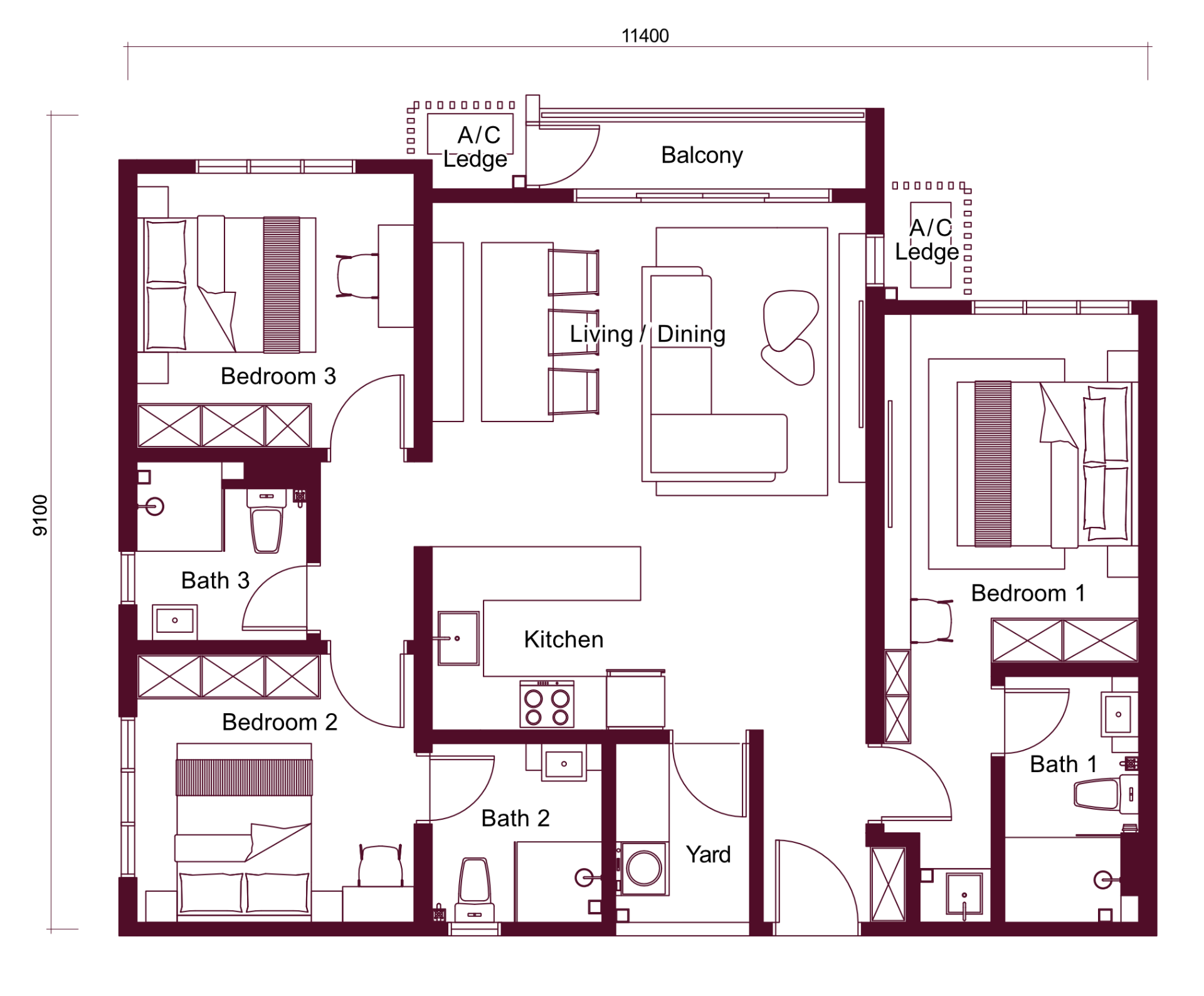 Floor plan — Dual-Key Type C1